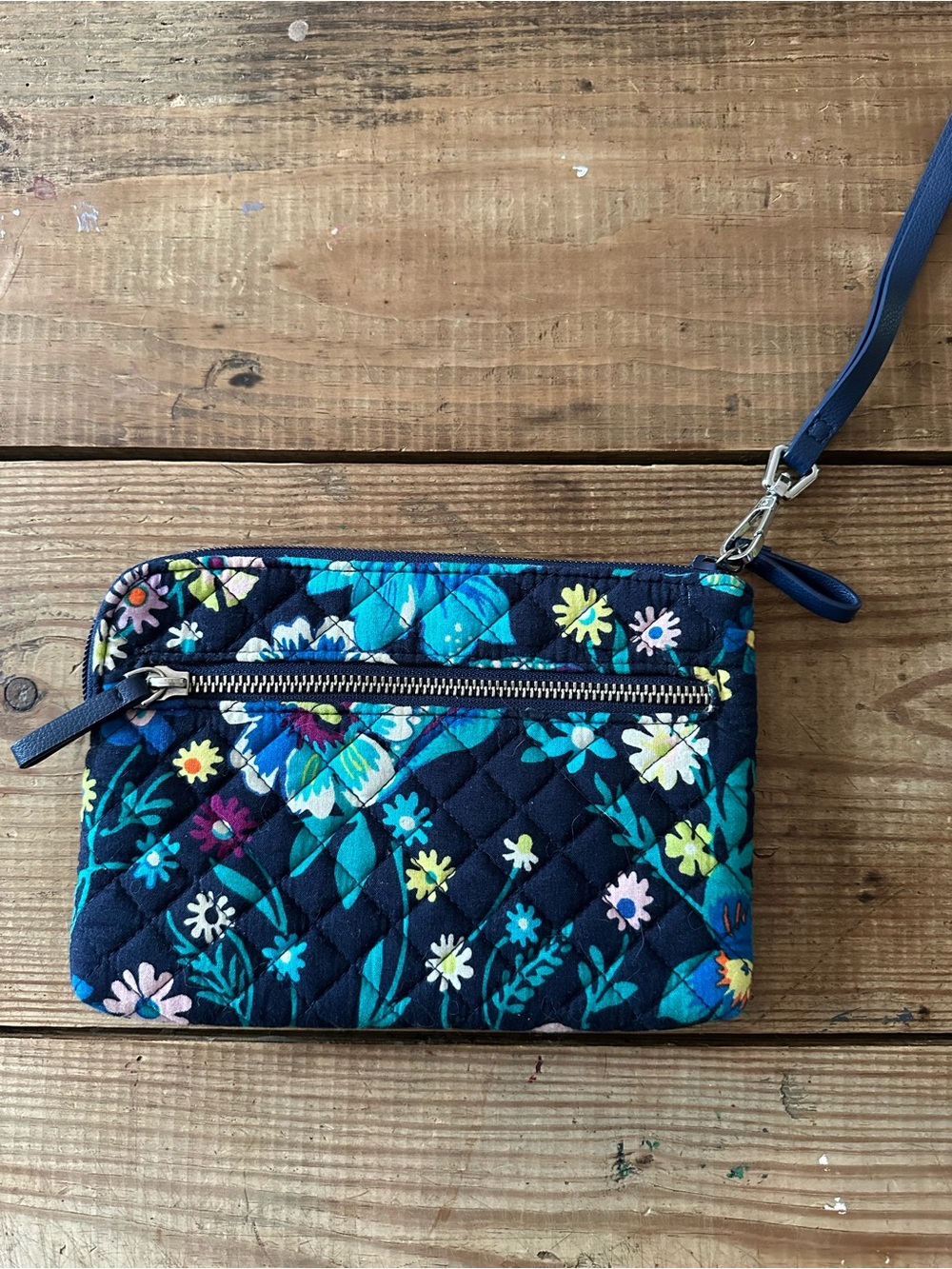 Vera Bradley purse wallet wristlet blue floral wildflowers Cottagecore clutch